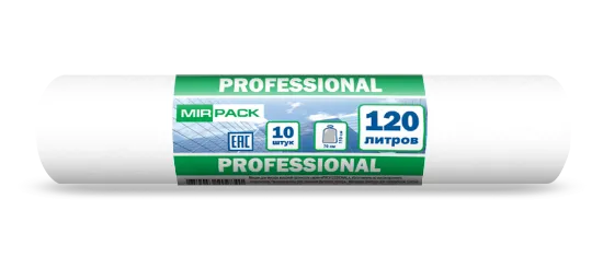 Túi đựng rác 120 l, 25 micron, 10 miếng mỗi cuộn, PSD, trong suốt, 2 lớp, 70x110 cm, Chuyên nghiệp